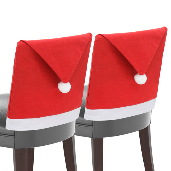 The Holiday Aisle® Christmas Chair Cover Santa Claus Hat Slipcover Xmas